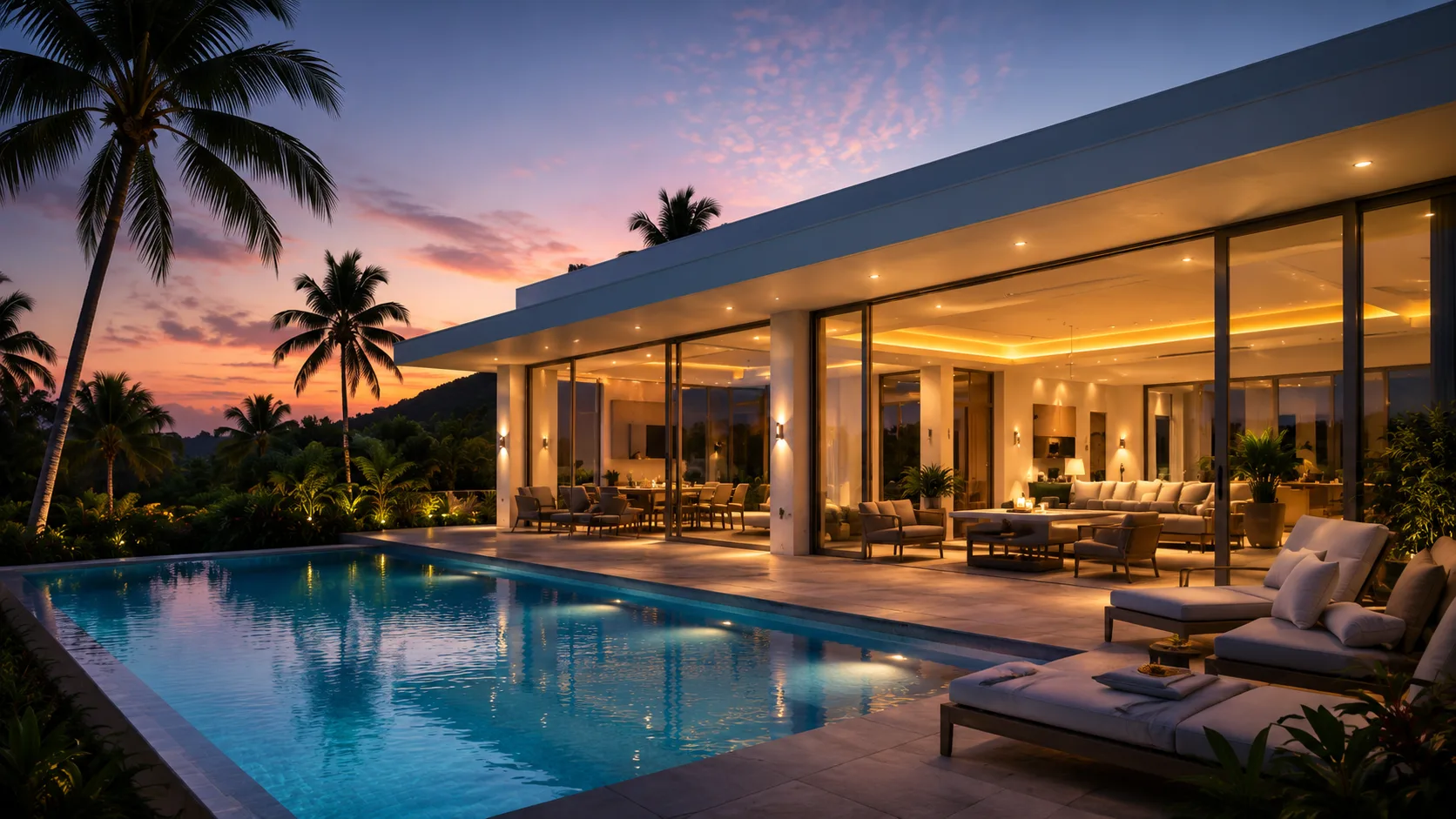 Villa Blue Design Caraïbes — ombre de palmier